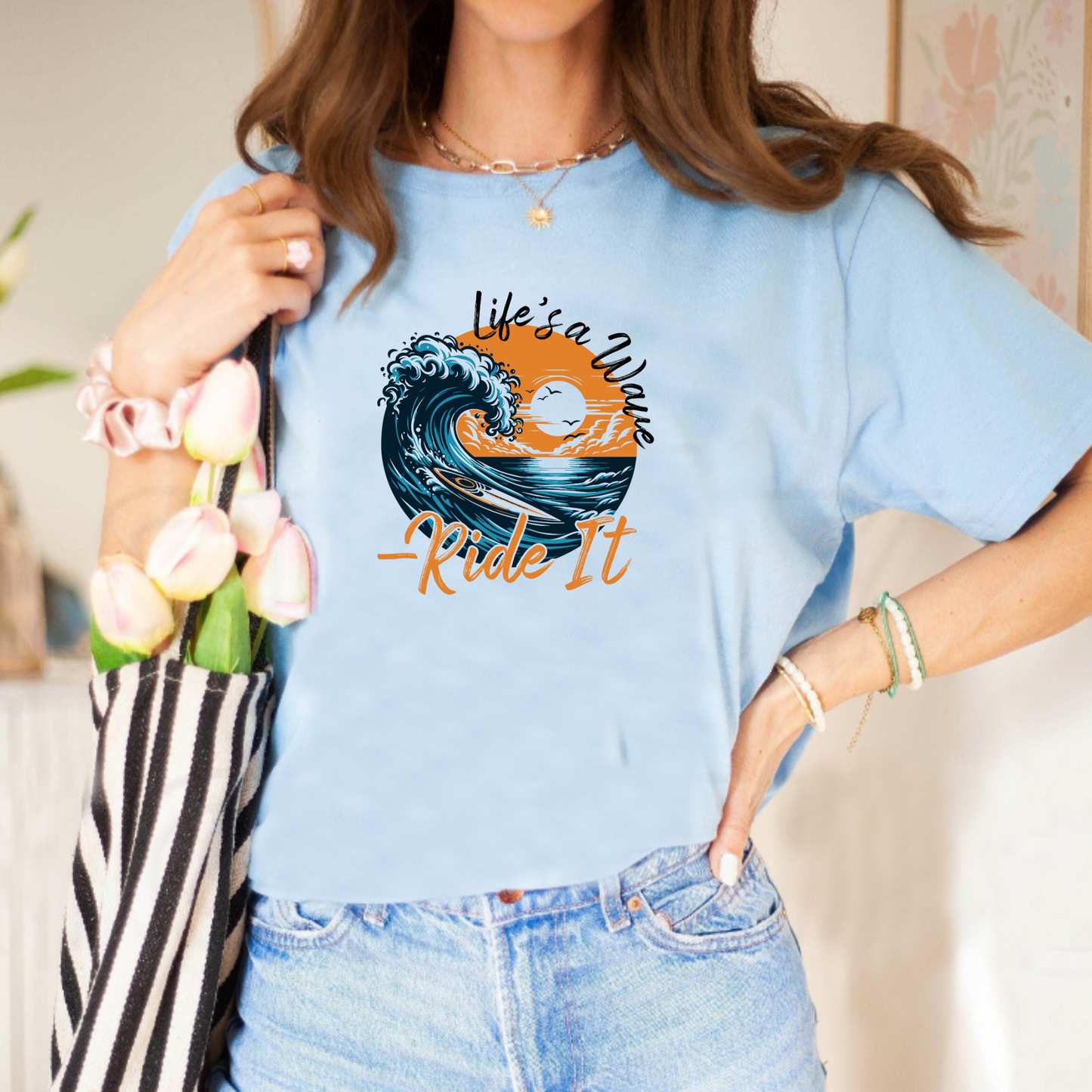 Life’s a Wave, Ride It – Surf-Inspired Unisex T-Shirt