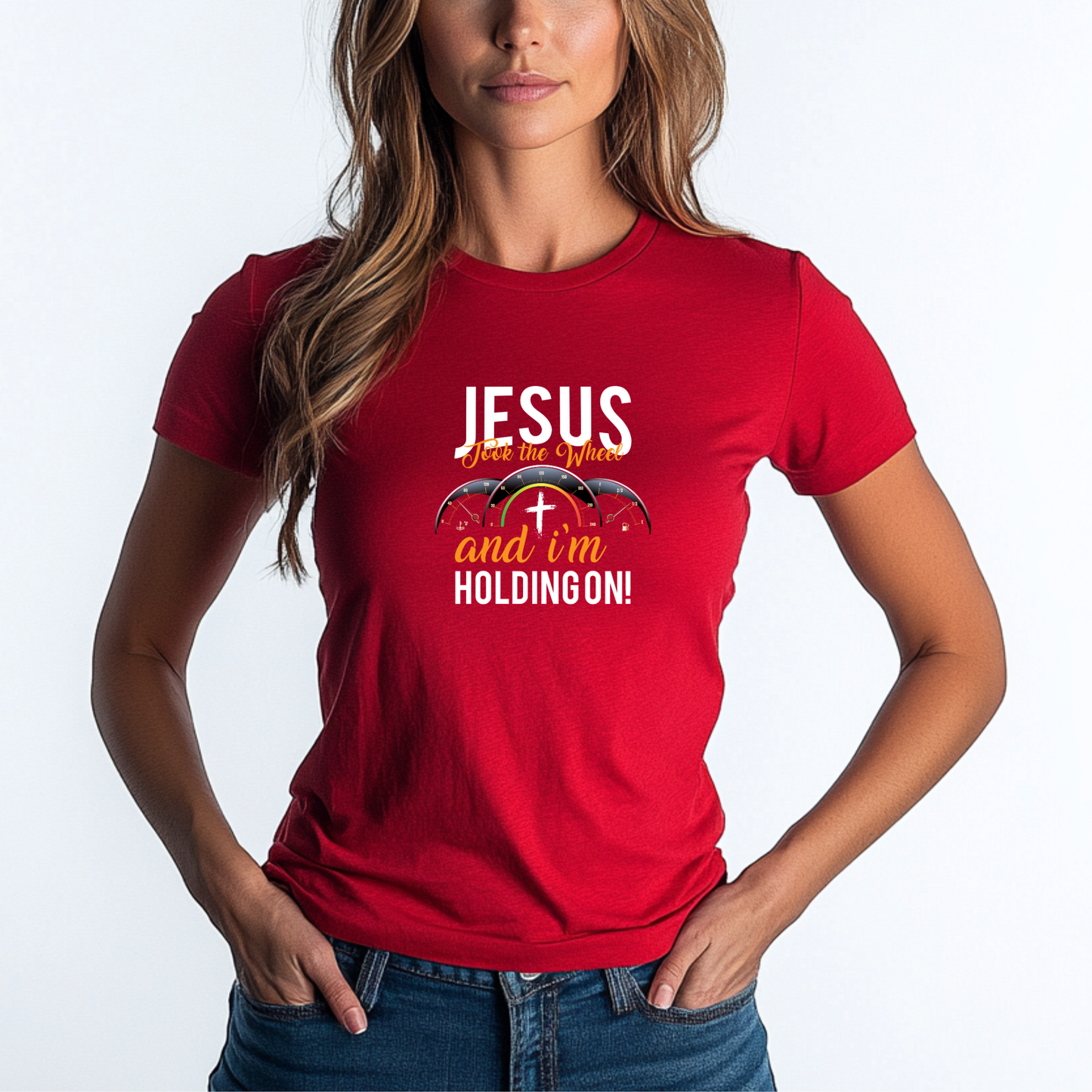 Jesus Takes the Wheel and I’m Holding On Unisex T-shirt