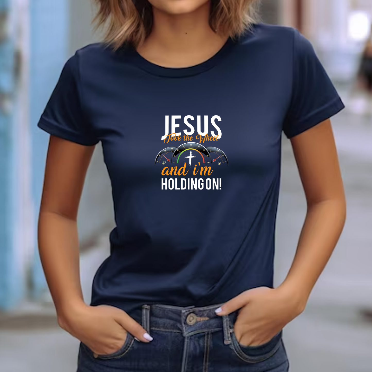 Jesus Takes the Wheel and I’m Holding On Unisex T-shirt