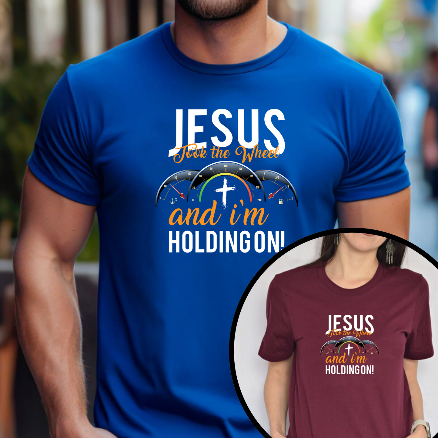 Jesus Takes the Wheel and I’m Holding On Unisex T-shirt